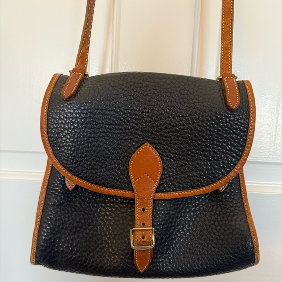 Dooney & Bourke Vintage Crossbody Pebbled Leather Navy and Camel AWL - Picture 1 of 10